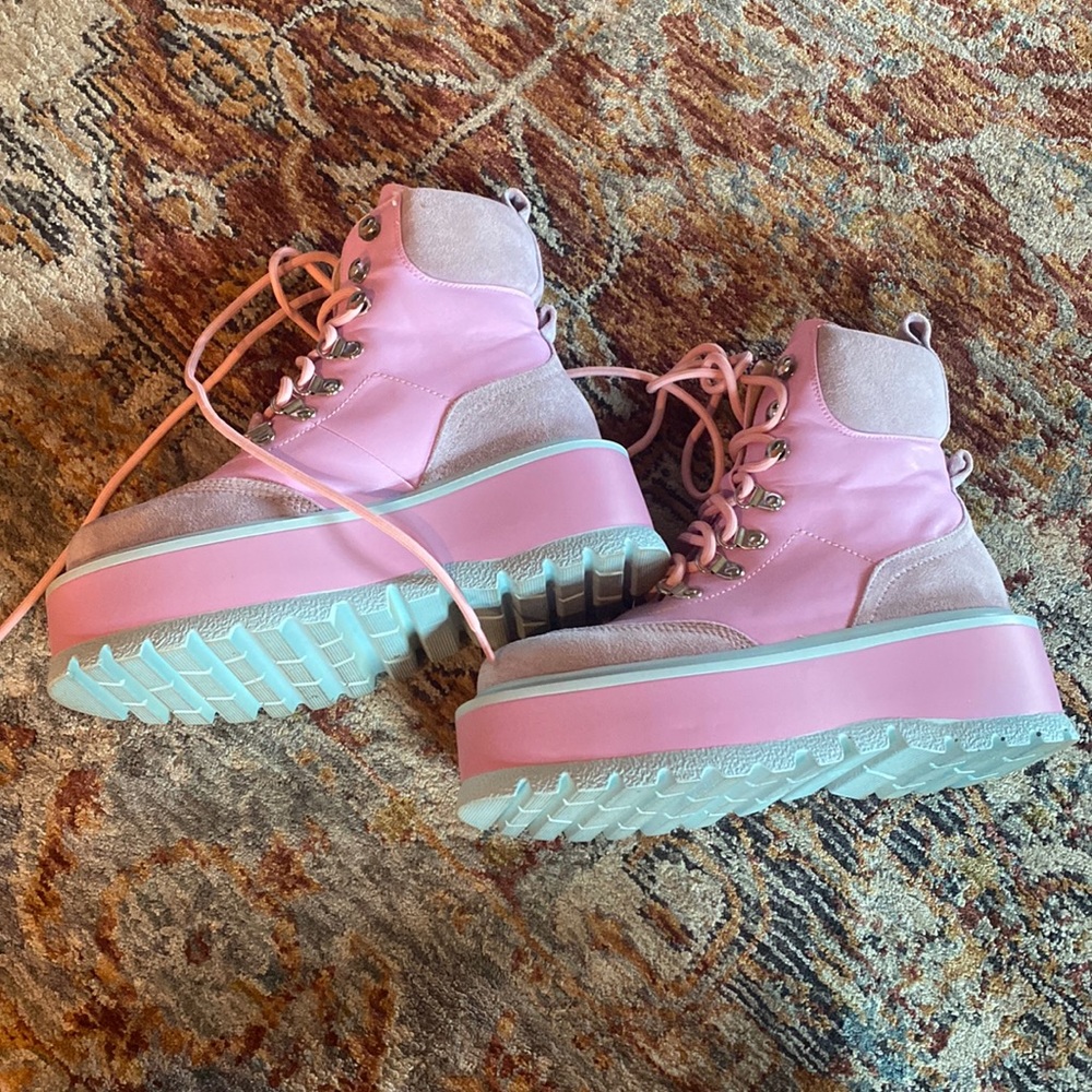 DOLLS KILL PINK HIKING BOOTS
